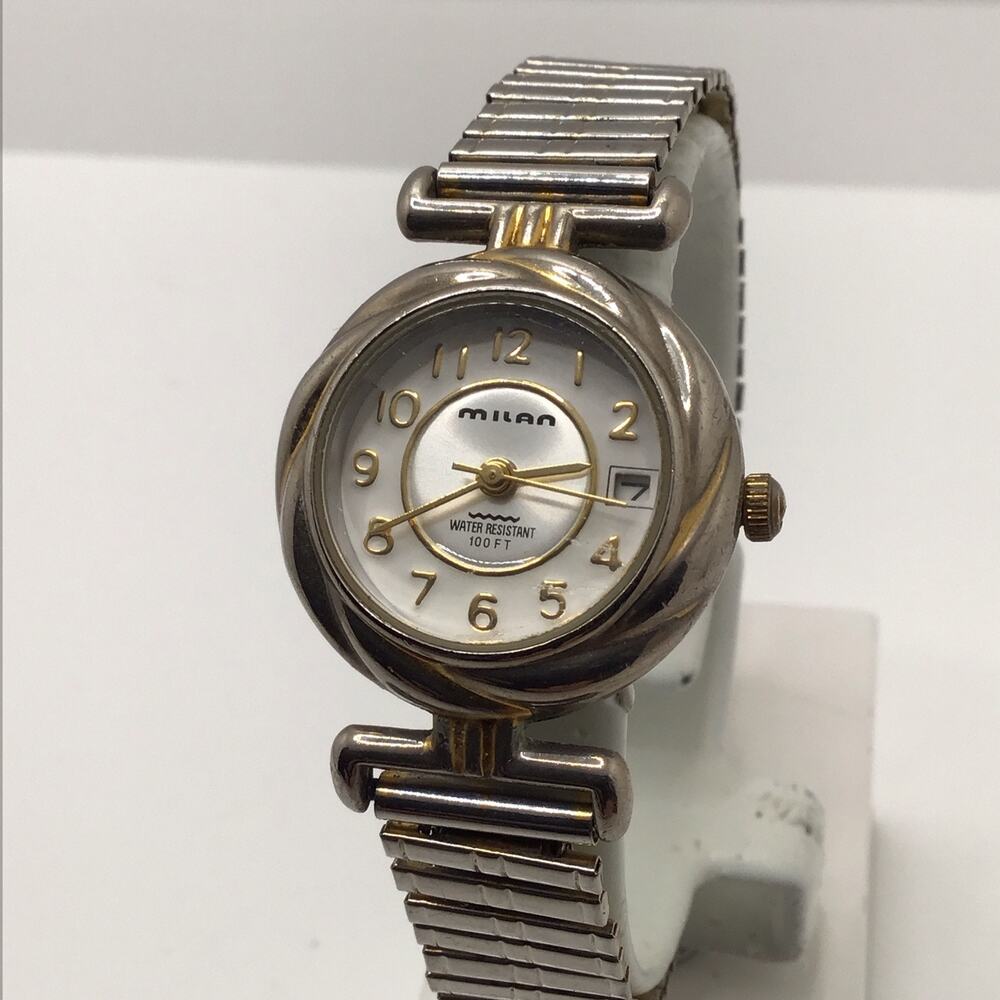 Milan Ladies Silver Stretch Band Watch New Battery!
